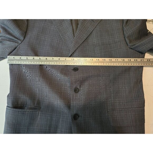 Gieves & Hawkes Savile Row Gray Plaid Suit Jacket With Notch Lapel Classic Fit - Picture 5 of 9